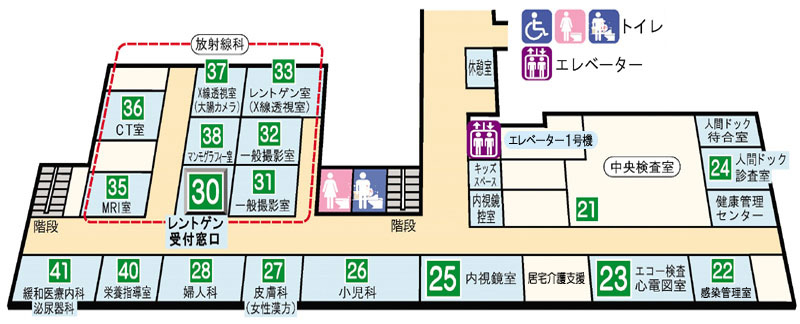 外来棟2階診療科室番号表示図