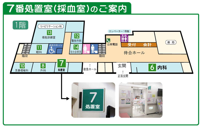 採血室ご案内の写真